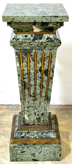 Magnificent French Neoclassical Ormolu Mounted Verdigris Marble Pedestal