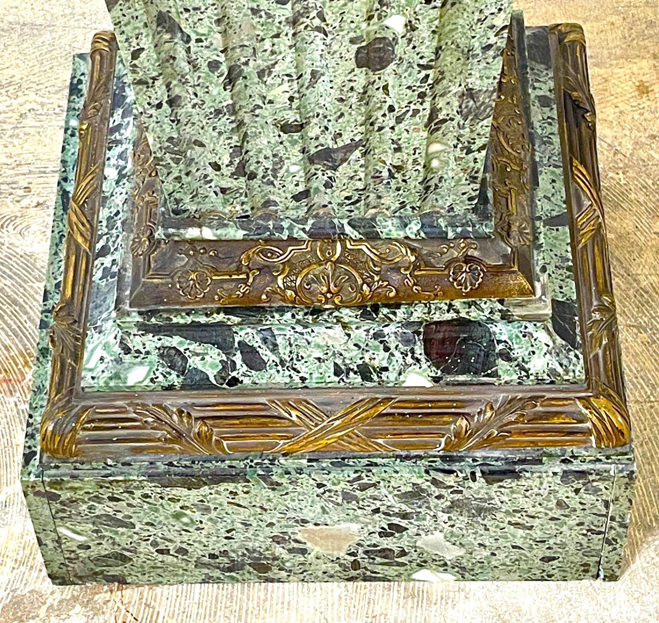 Magnificent French Neoclassical Ormolu Mounted Verdigris Marble Pedestal For Sale 3