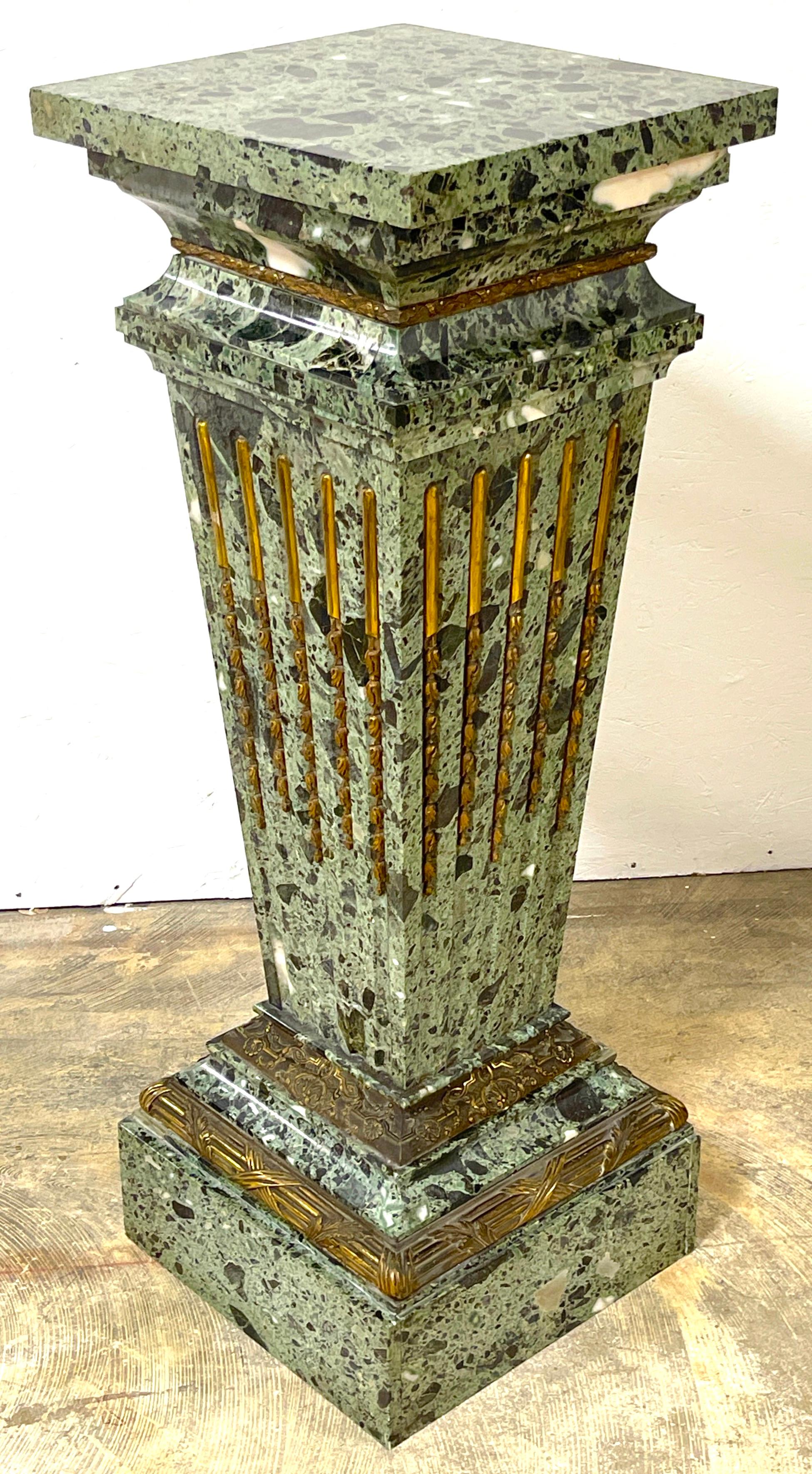 Magnificent French Neoclassical Ormolu Mounted Verdigris Marble Pedestal For Sale 4