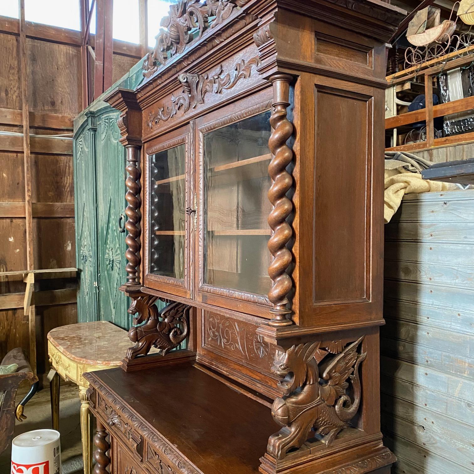 Magnificent French Renaissance Black Forest Hunt Buffet Sideboard Cabinet 1