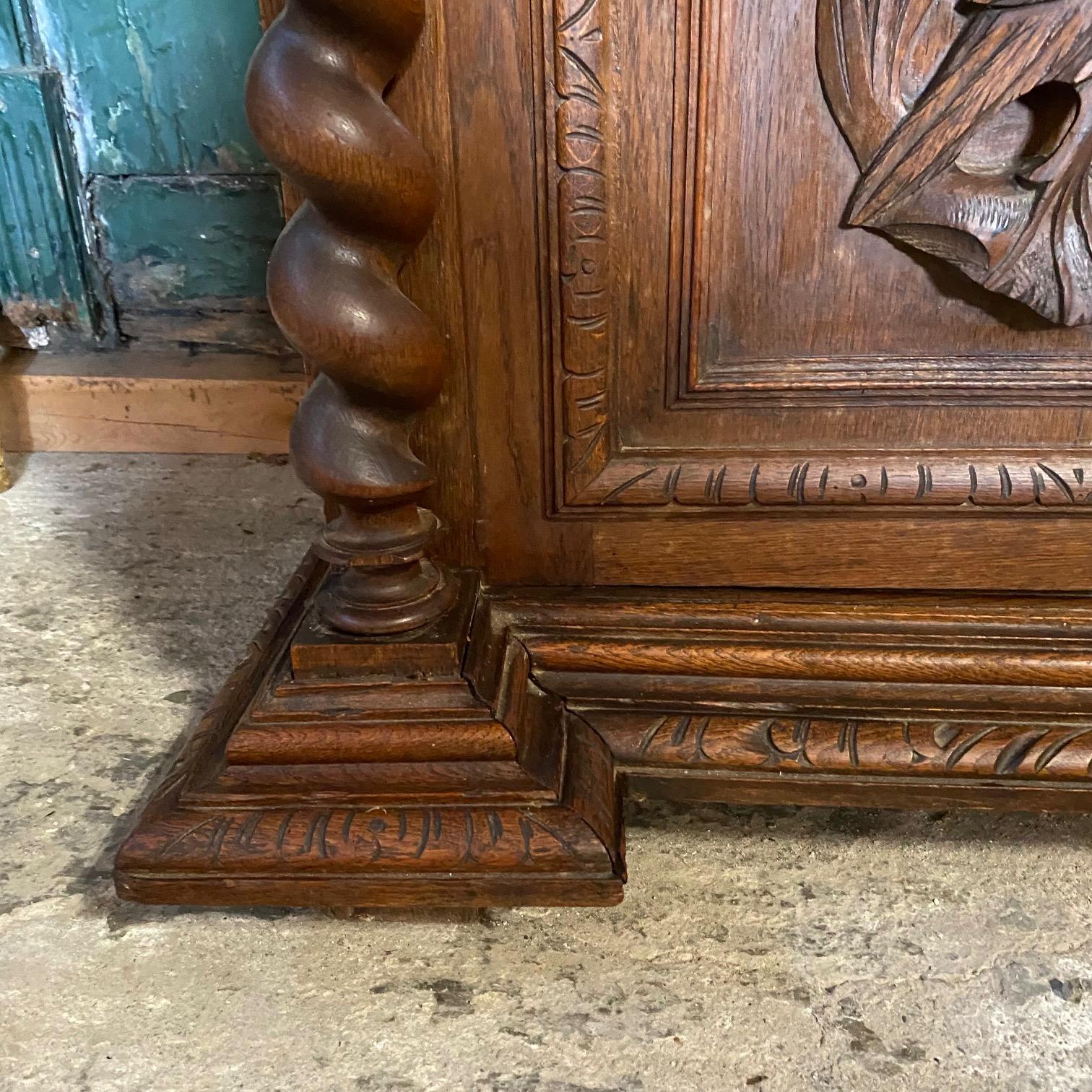 Magnificent French Renaissance Black Forest Hunt Buffet Sideboard Cabinet 2