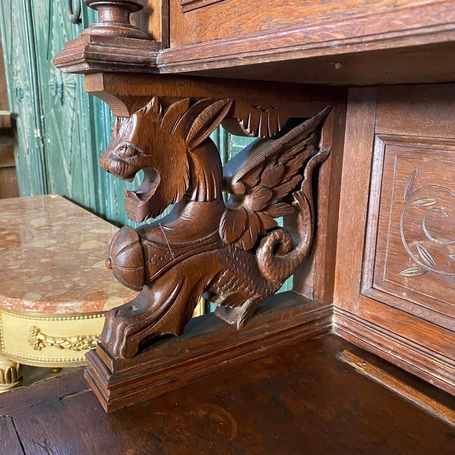 Magnificent French Renaissance Black Forest Hunt Buffet Sideboard Cabinet 3