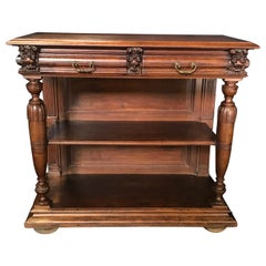 Magnificent French Walnut Sideboard Buffet with Carved Lions