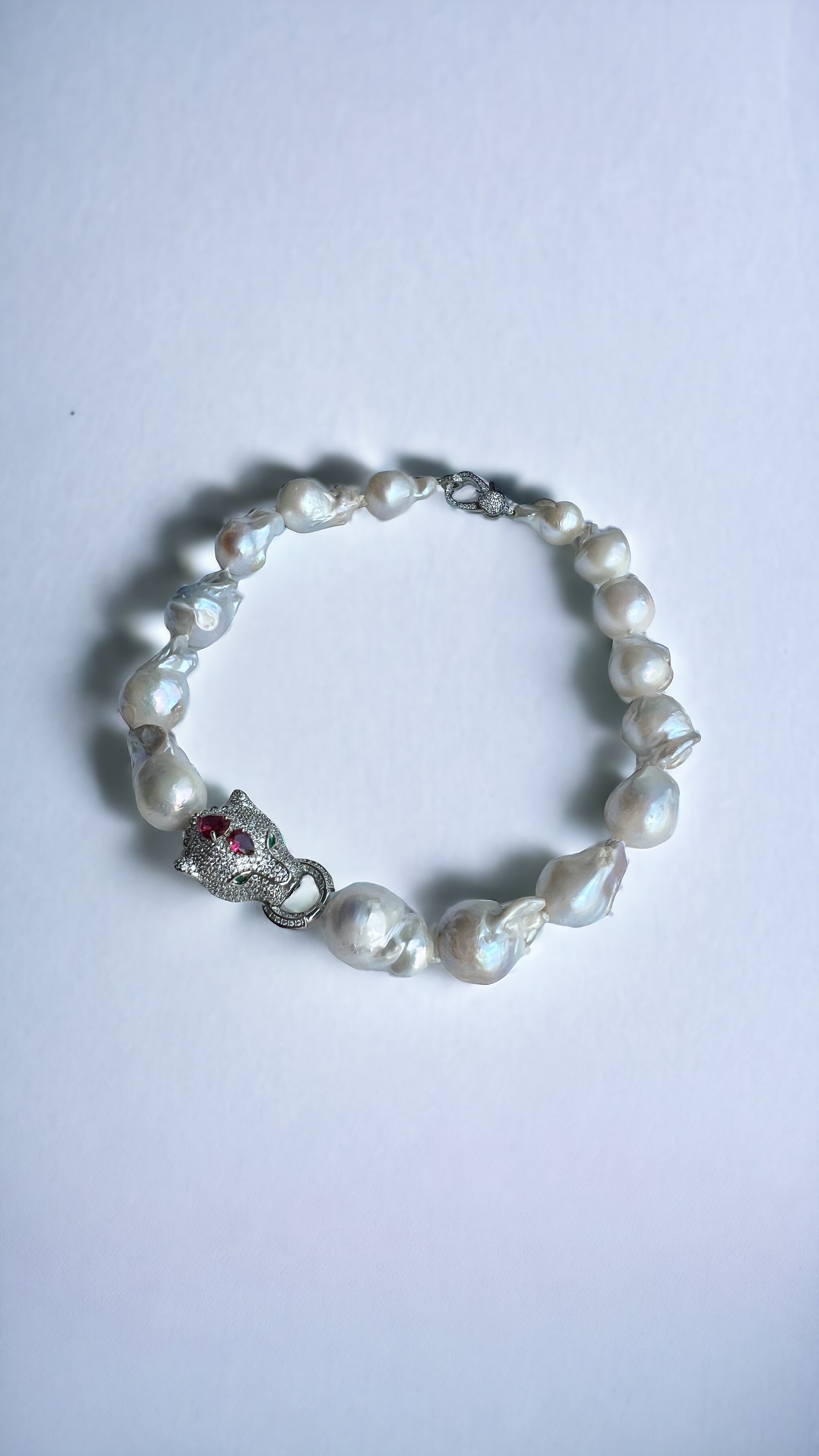 Magnifica collana barocca di perle d'acqua dolce con cristallo Swarovski leopardato