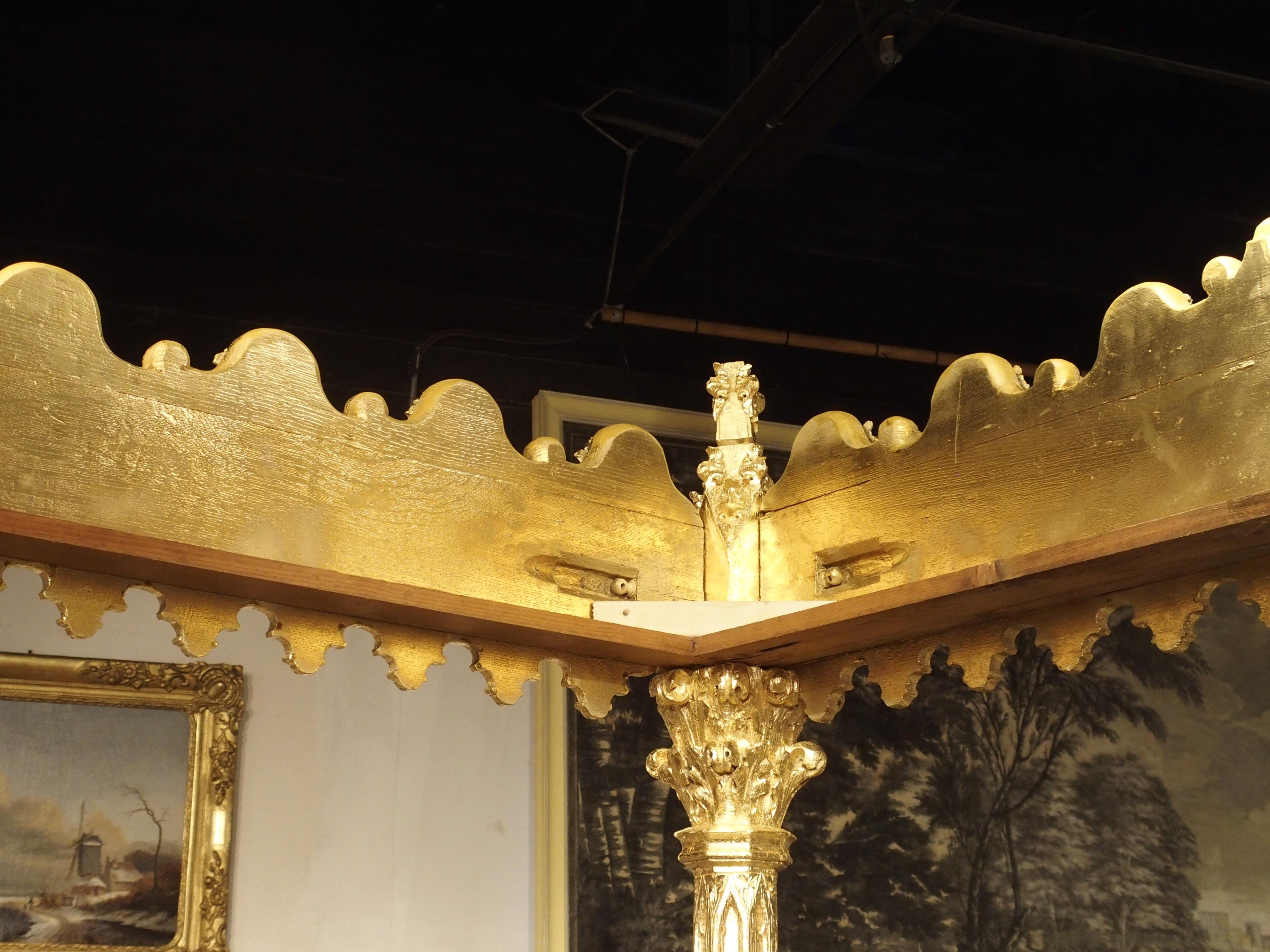 Magnificent Fully Carved Antique French Gothic Bed in 23.5-Karat Gold Leaf 12