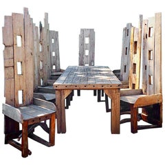 Magnificent Garden Dining Table with Ten Matching Chairs Reclaimed Rustic