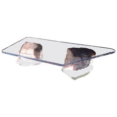  Gary Jon Custom Designed Modern Rose Quartz Boulders & Lucite Coffee Table