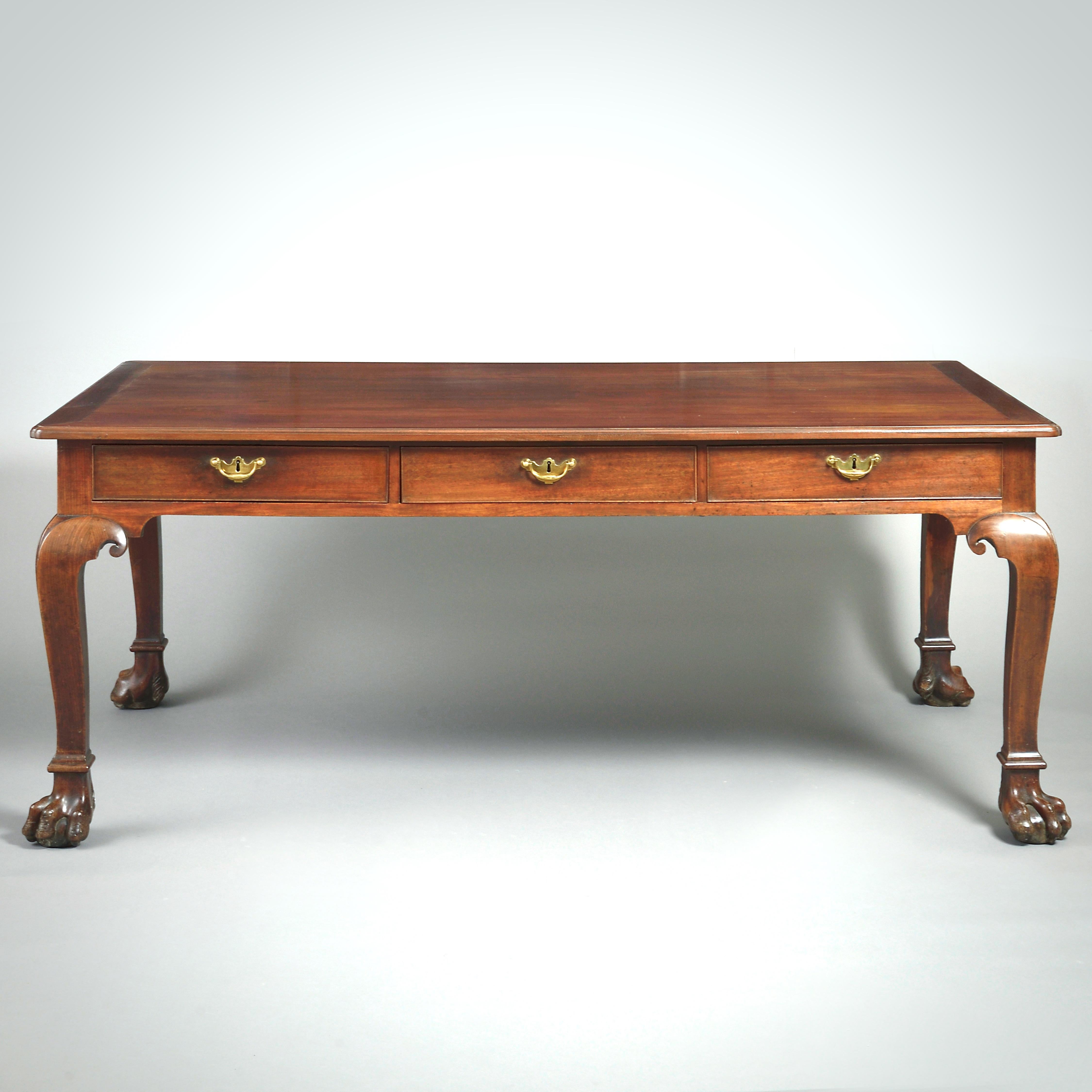 18th Century and Earlier Magnificent George II Mahogany Library Table For Sale