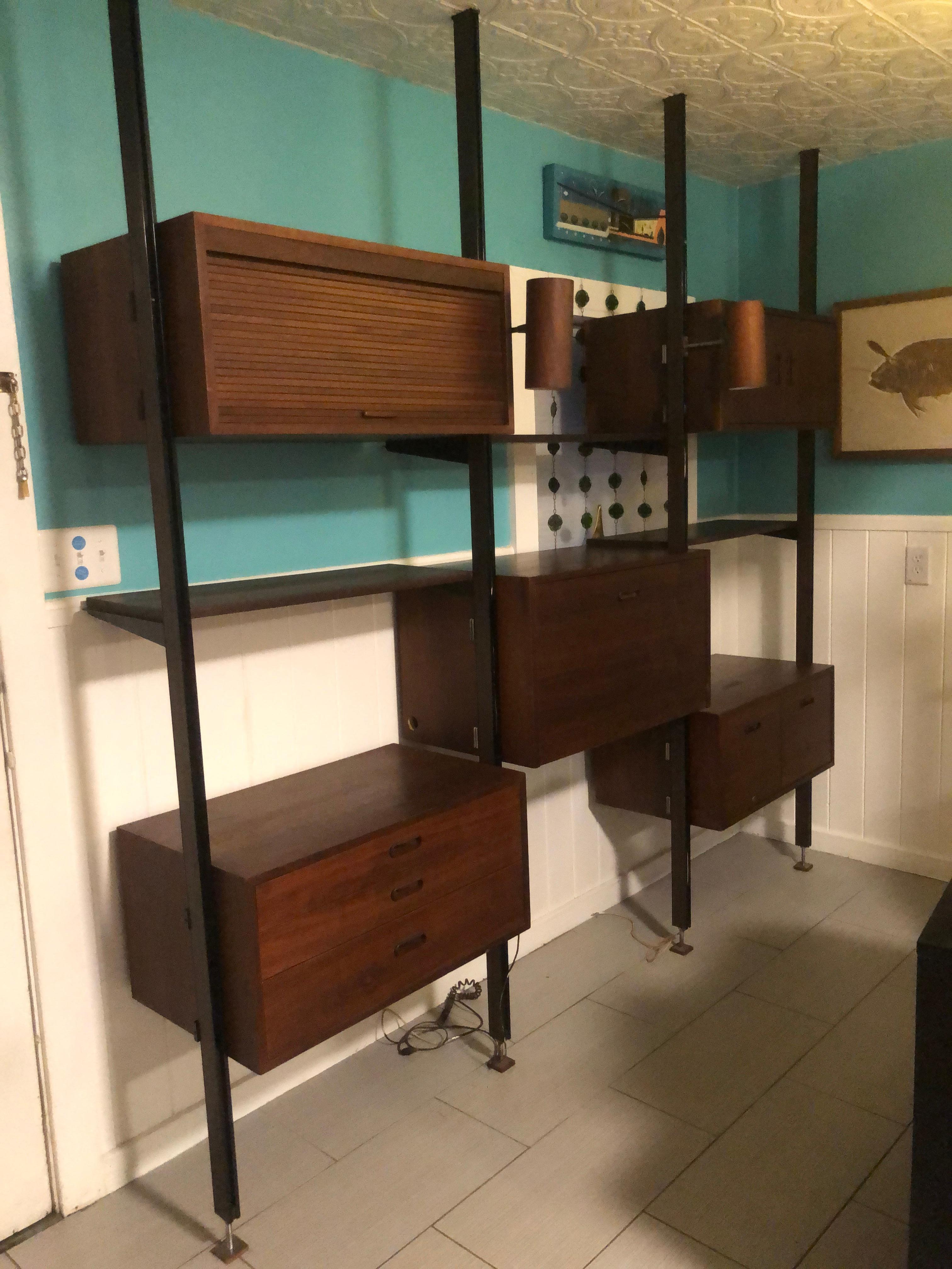 Magnificent George Nelson 3 Bay Walnut Omni Wall Unit Mid Century Modern For Sale 12