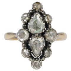 Magnificent Georgian 1.70 Carat Diamond Rare Navette Cluster Ring, circa 1760