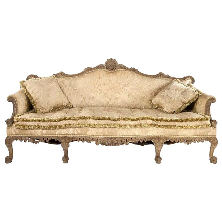 Magnificent Georgian Chippendale Style Walnut Sofa