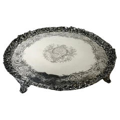 Magnificent Georgian Large Solid Silver Sterling Salver London 1762 Courtauld