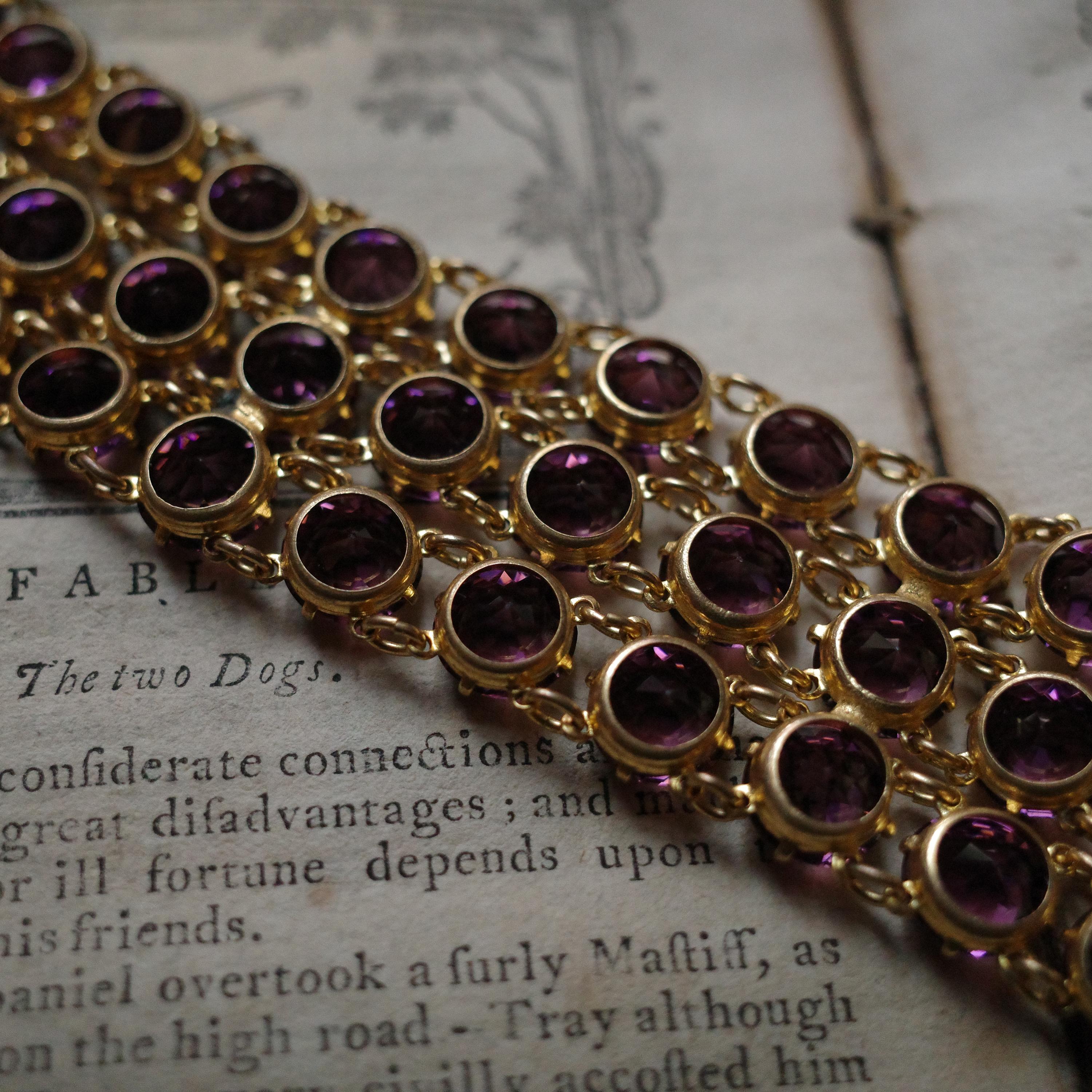 Magnifico bracciale georgiano in oro a basso tenore di carati con ametista, fatto a mano, 1800 ca. in vendita 4