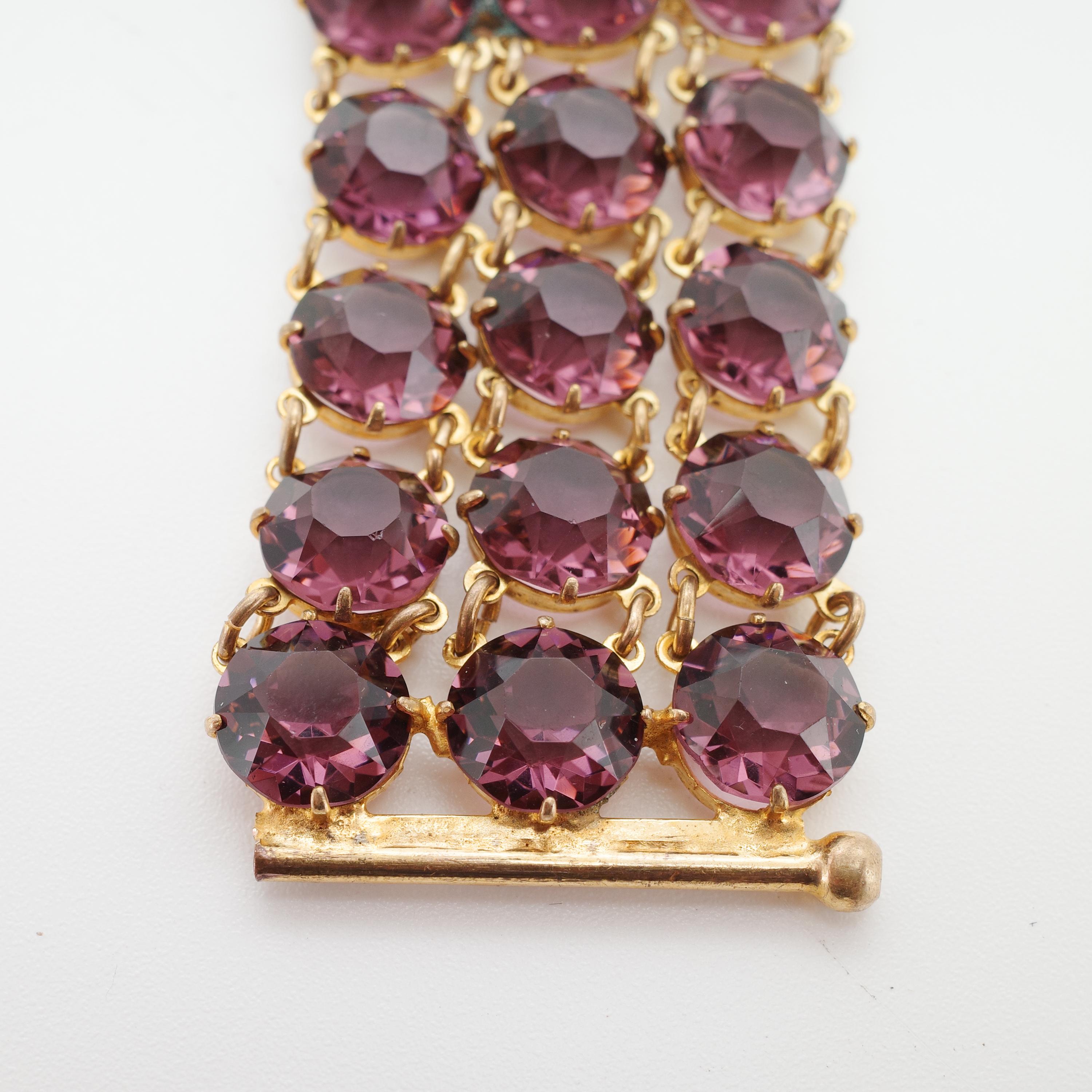 Taglio rotondo Magnifico bracciale georgiano in oro a basso tenore di carati con ametista, fatto a mano, 1800 ca. in vendita