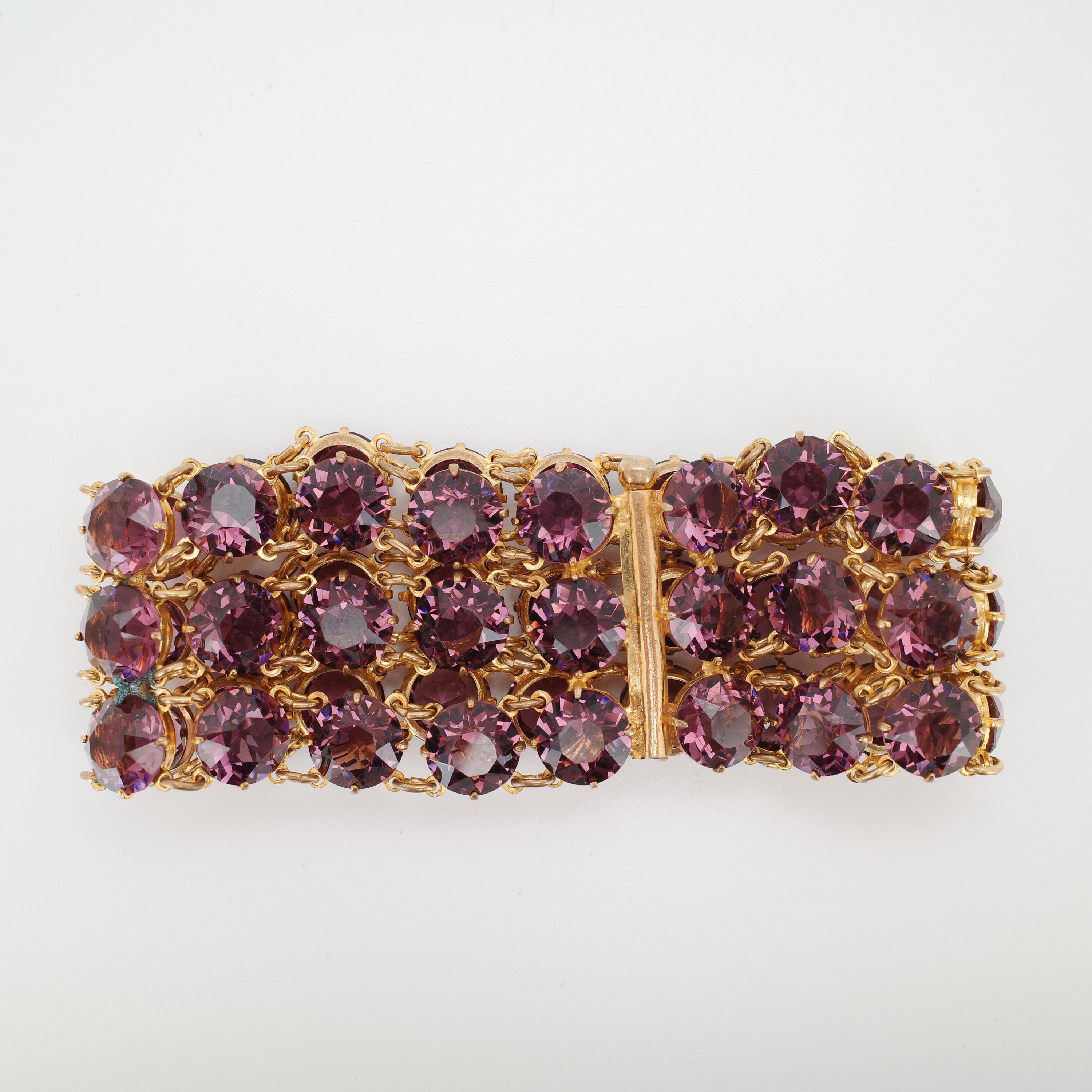 Magnifico bracciale georgiano in oro a basso tenore di carati con ametista, fatto a mano, 1800 ca. in vendita 1