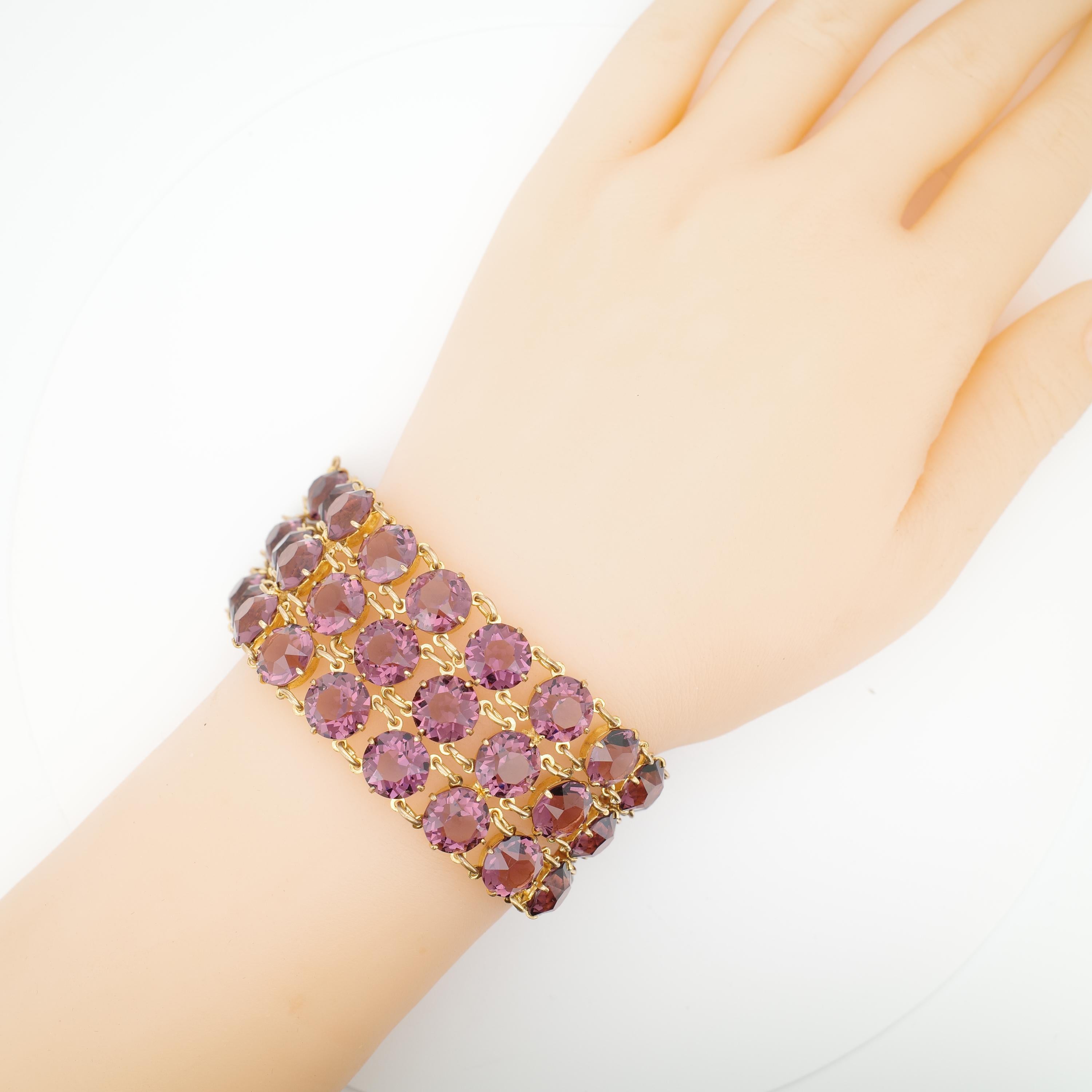 Magnifico bracciale georgiano in oro a basso tenore di carati con ametista, fatto a mano, 1800 ca. in vendita 2