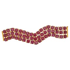 Magnificent Georgian Low-Karat Gold Amethyst-Paste Bracelet, Handmade, c. 1800