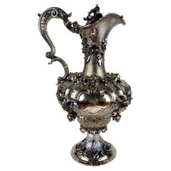 Magnificent Georgian Solid Silver Claret Wine Jug Ewer London 1835 Robert Hennel