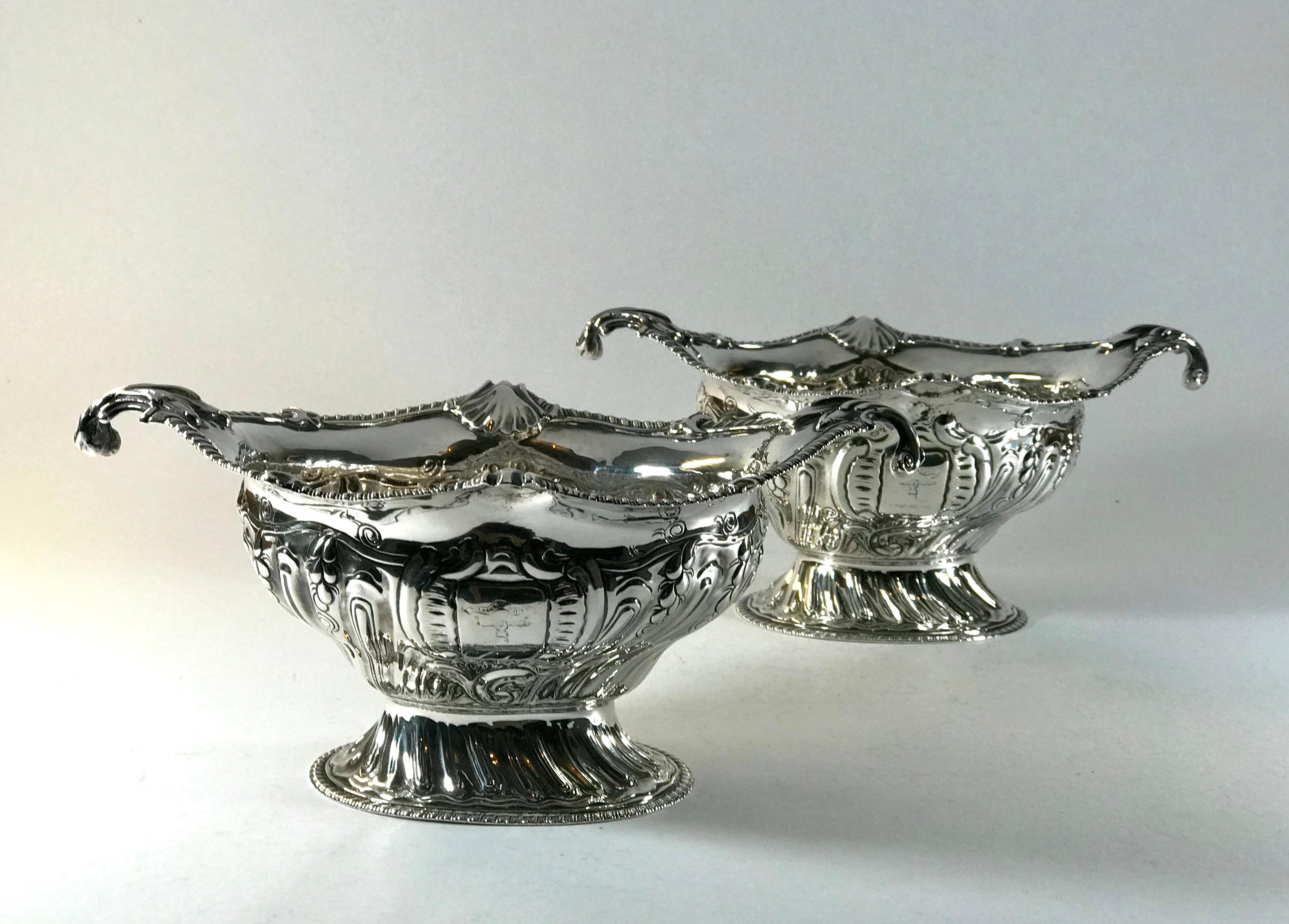 Magnificent Georgian Sterling Silver Centre Piece Bowls London 1767 5