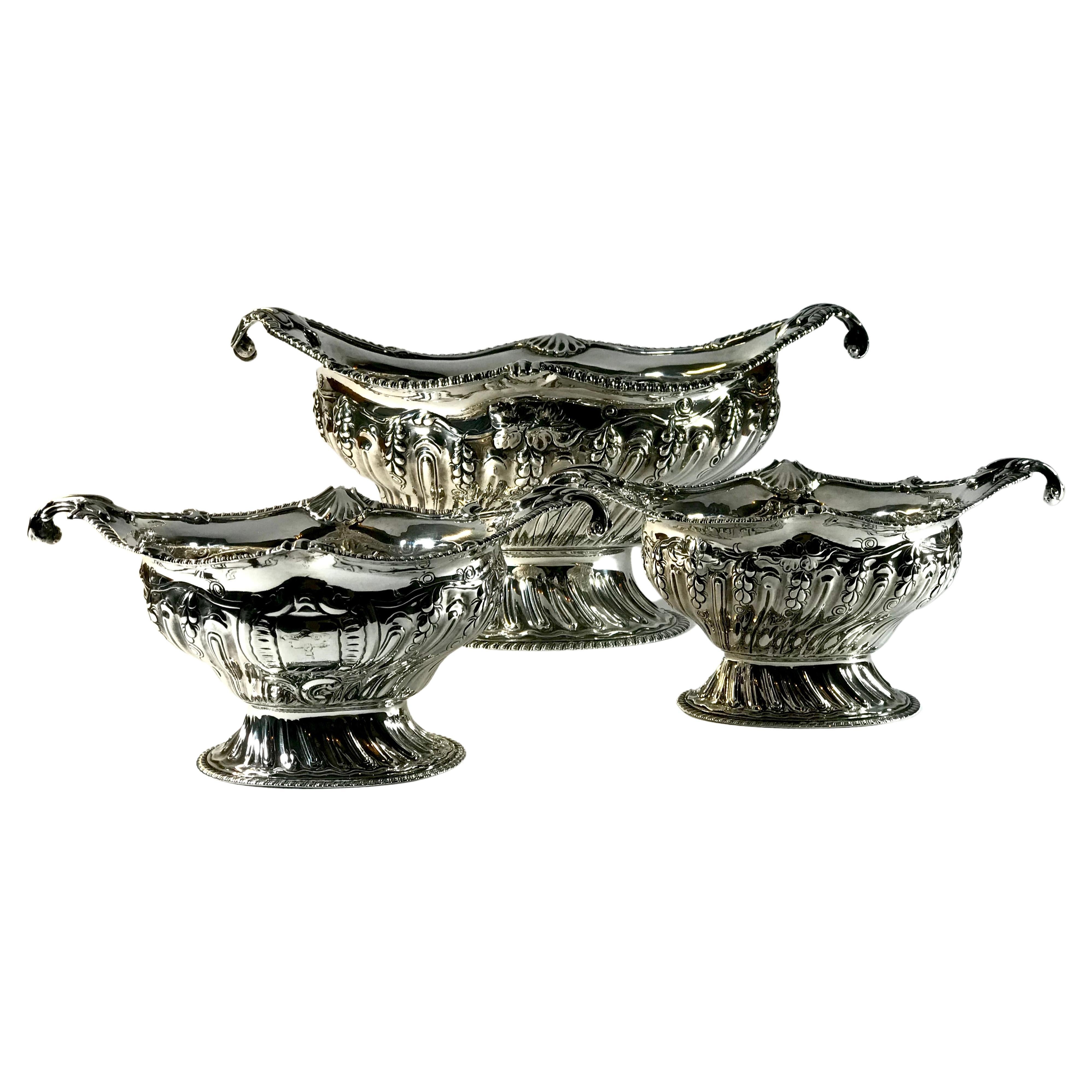 Magnificent Georgian Sterling Silver Centre Piece Bowls London 1767