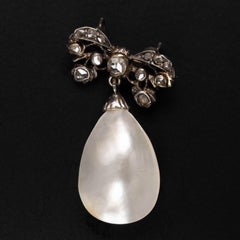 GIA-Certified Diamond & Mother of Pearl Pendant, Georgian