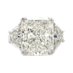 Magnificent GIA Radiant 8.03 Carat in a Platinum Ring with Half Moons 2.01 Carat