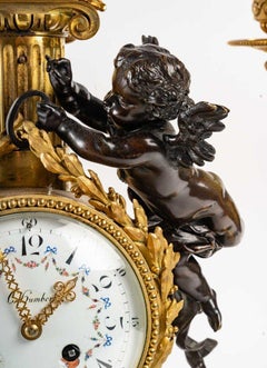 Magnificent Gilded Bronze Mantel Set