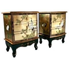 Magnificent Gilded Japanese Bedside Cabinets Nightstands and Trunk Lacquered