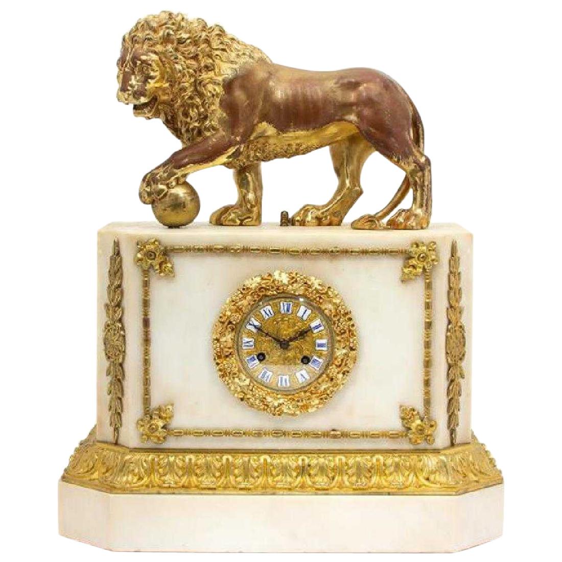 Magnificent Gilt Bronze and Marble Clock