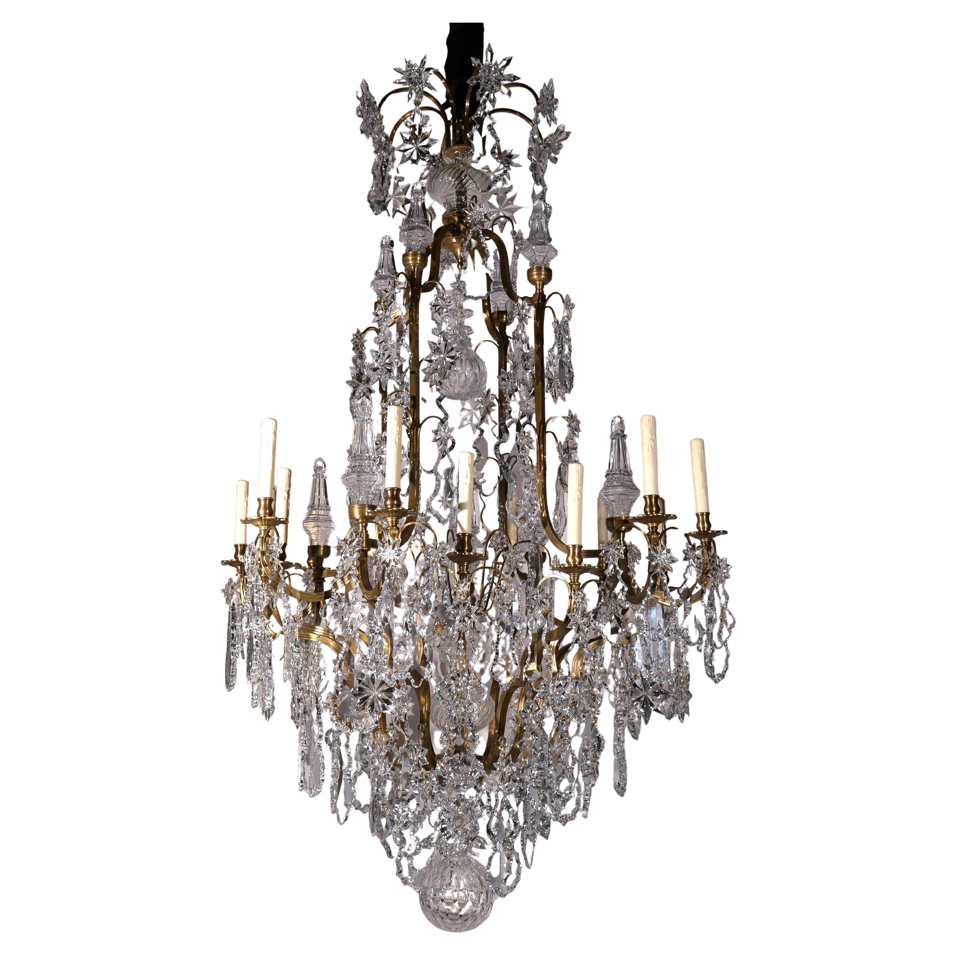 Magnificent Gilt Bronze 
Cut Crystal Chandelier by Baccarat