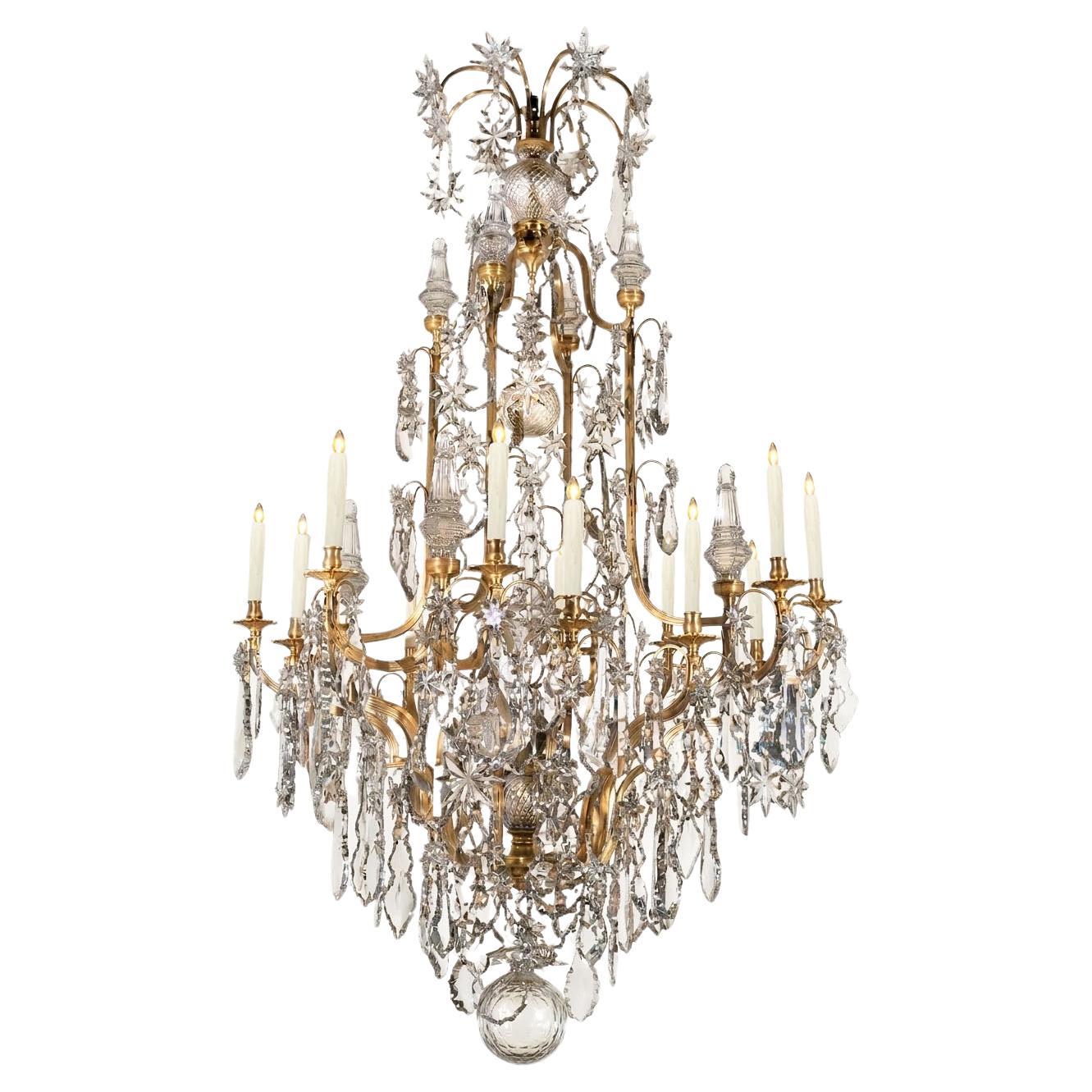 Magnificent Gilt Bronze & Cut Crystal Chandelier by Baccarat For Sale