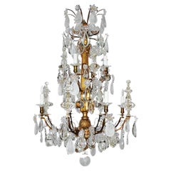 Magnificent Giltwood, Bronze, Crystal and Rock Crystal Chandelier