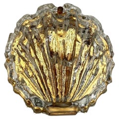 Magnificent Glass and Brass Shell-Shaped Wall Sconce by Limburg, Germany, 1970s