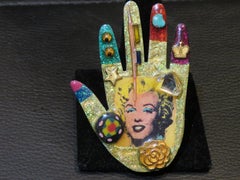 Magnificent Glittering Marilyn Monroe Silver and Lacquer Mixed Media Pin Brooch