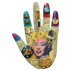 Magnificent Glittering Marilyn Monroe Silver and Lacquer Mixed Media Pin Brooch