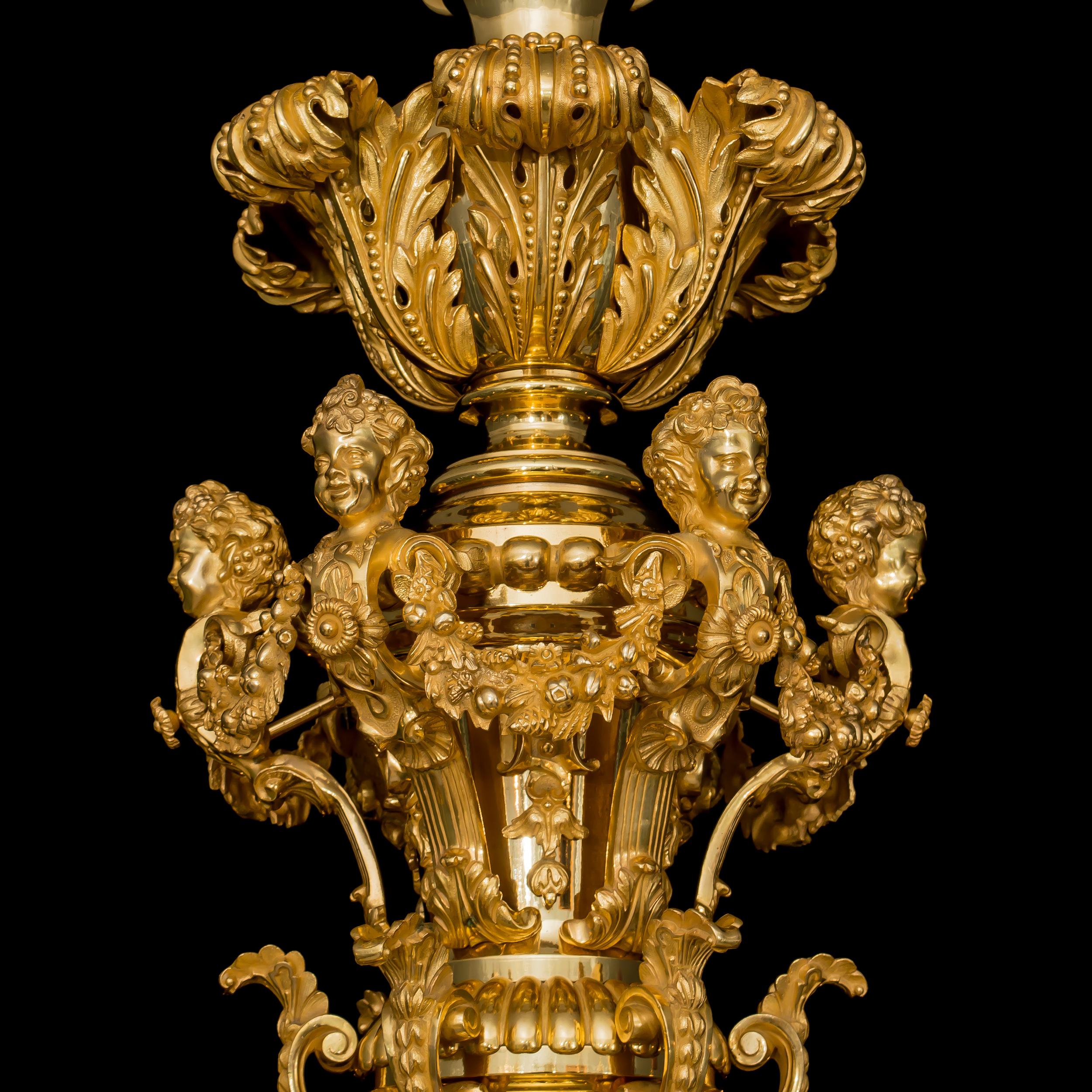 Doré Magnifique lustre en bronze doré d'époque George IV par Messenger & Phipson en vente
