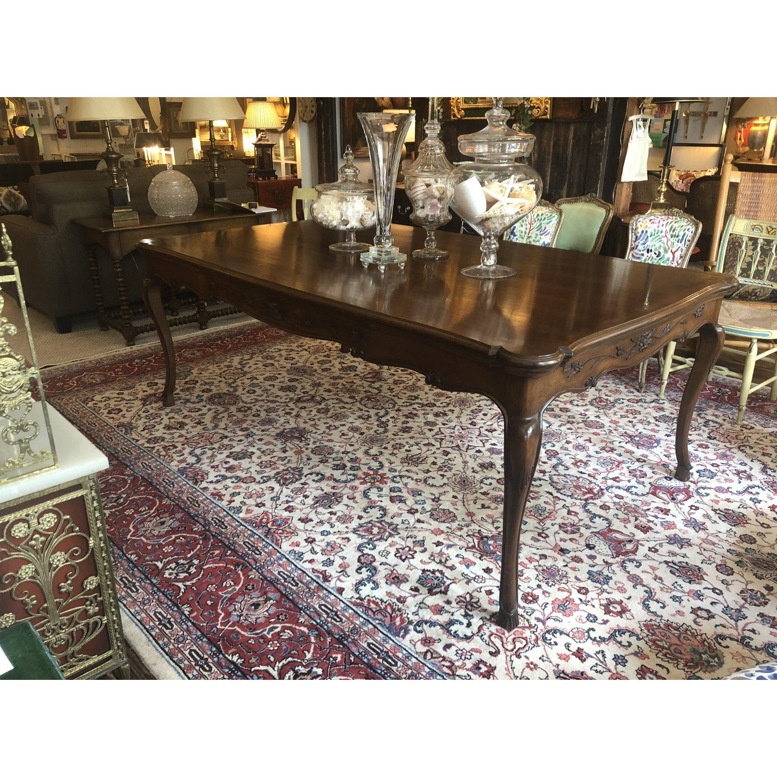Magnificent Grand French Provincial Walnut Extension Refectory Dining Table In Good Condition In Hopewell, NJ