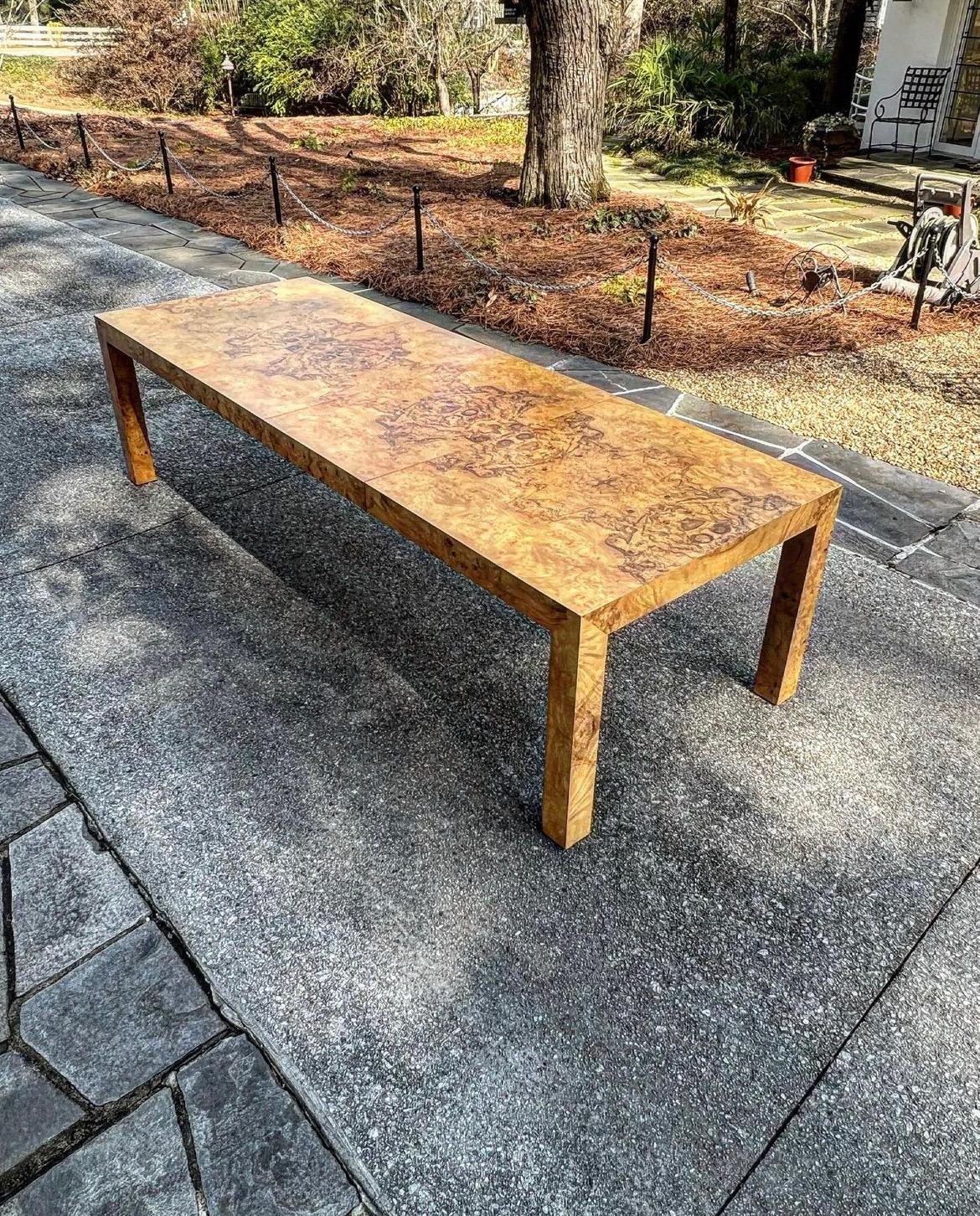 Magnificent Graphic Bookmatch Olivewood Dining Table by Milo Baughman For Sale 3