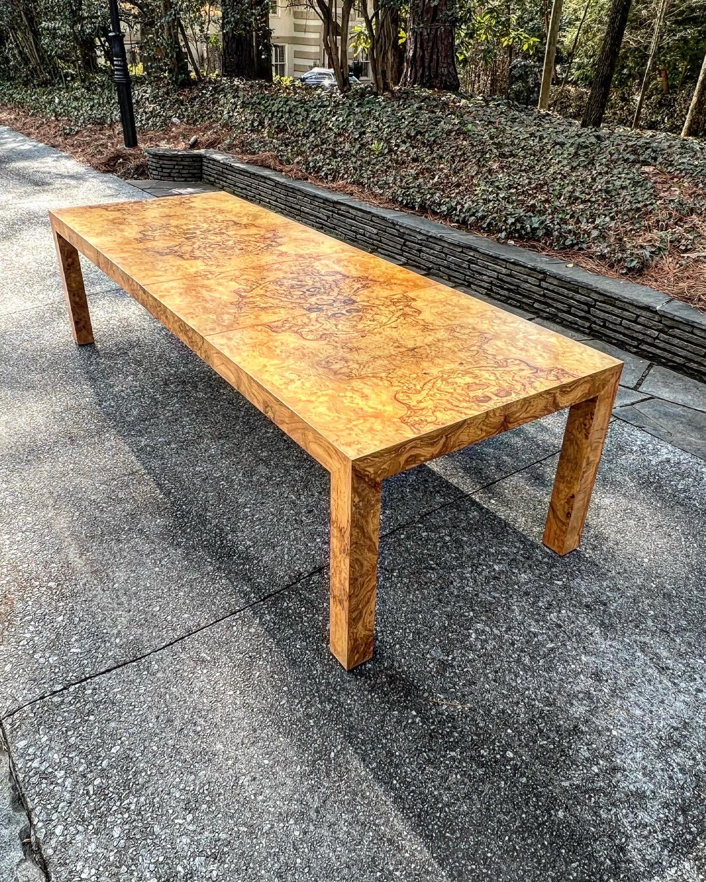Magnificent Graphic Bookmatch Olivewood Dining Table by Milo Baughman For Sale 5