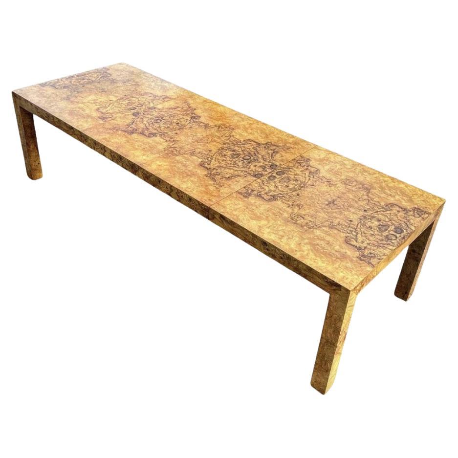 Magnificent Graphic Bookmatch Olivewood Dining Table by Milo Baughman For Sale 1