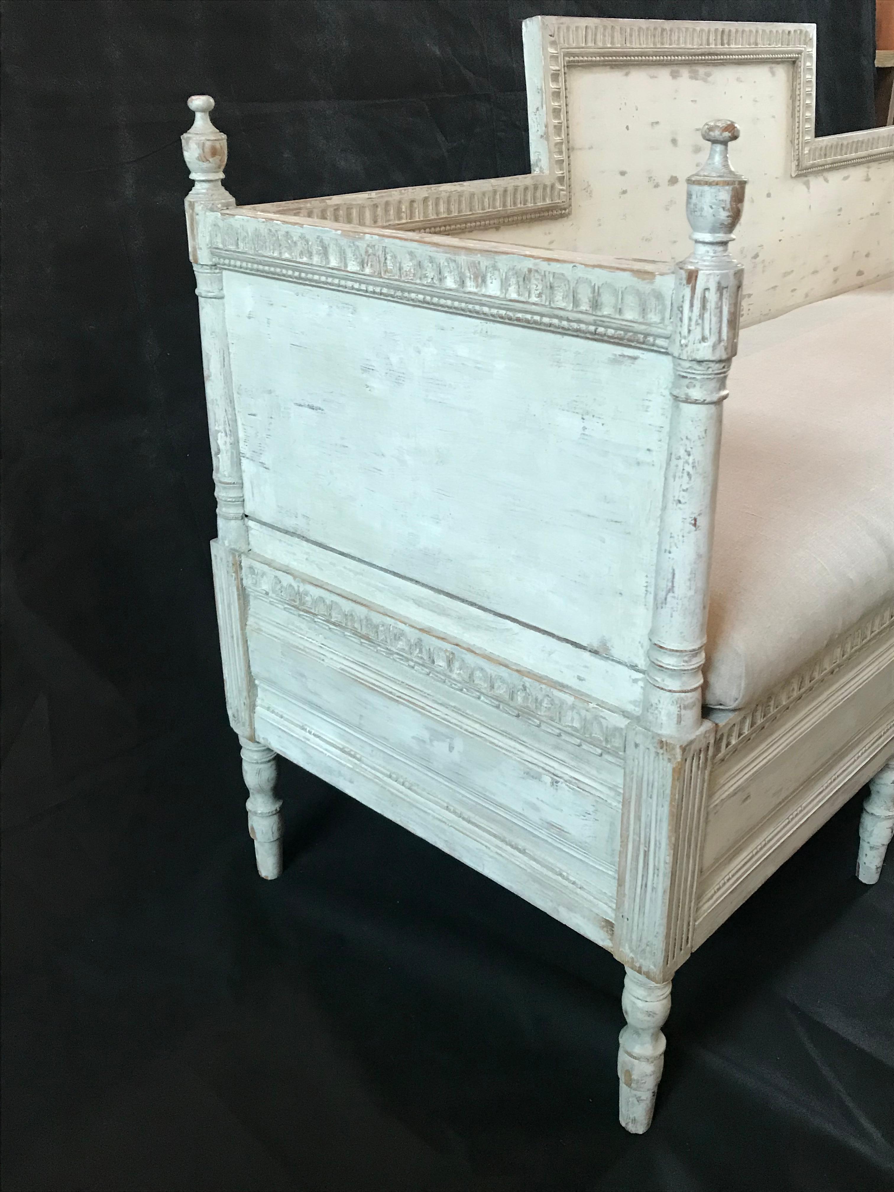 19th Century Magnificent Gustavian Carved Wood and Upholstered Settee Sofa