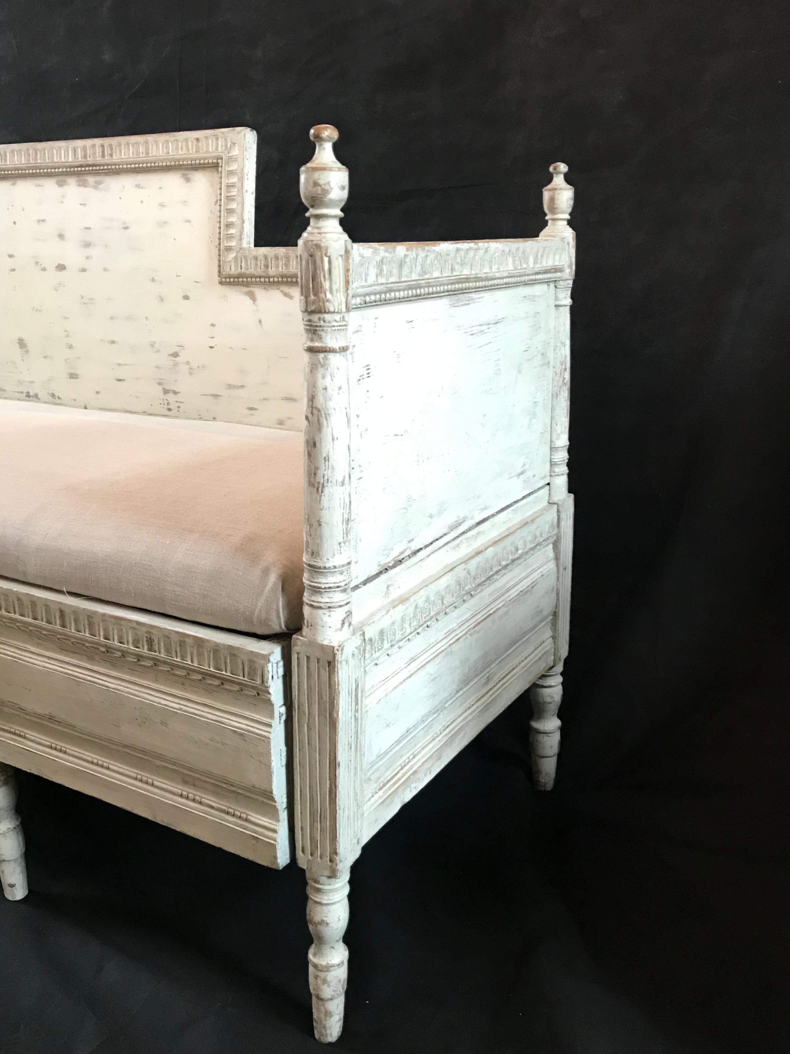 Magnificent Gustavian Carved Wood and Upholstered Settee Sofa 1