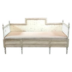 Antique Magnificent Gustavian Carved Wood and Upholstered Settee Sofa