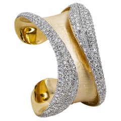 Solid Gold Pave Diamond Cuff Bangle