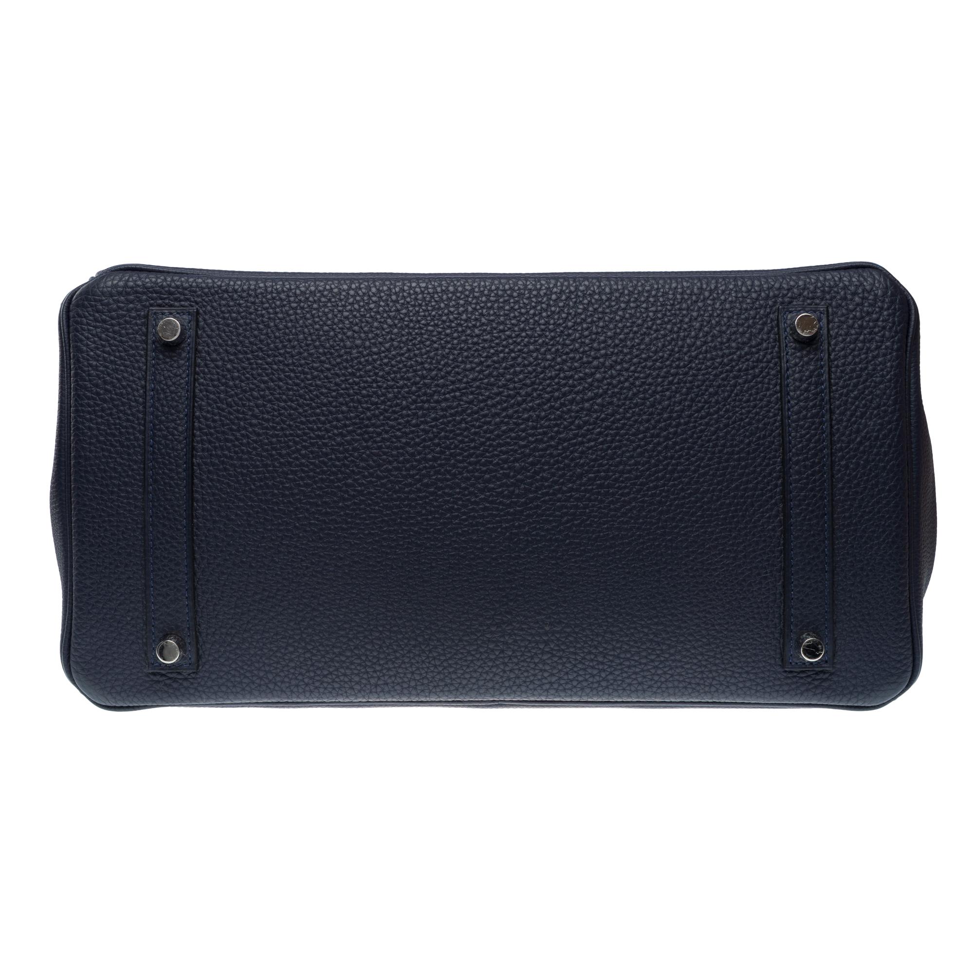 Magnificent Hermès Birkin 35 handbag in Bleu Nuit Togo Calf leather, PHW For Sale 6