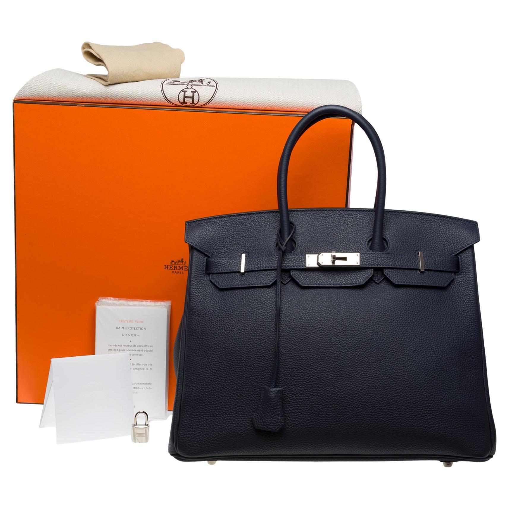 Magnificent Hermès Birkin 35 handbag in Bleu Nuit Togo Calf leather, PHW