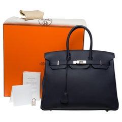 Magnificent Hermès Birkin 35 handbag in Bleu Nuit Togo Calf leather, PHW