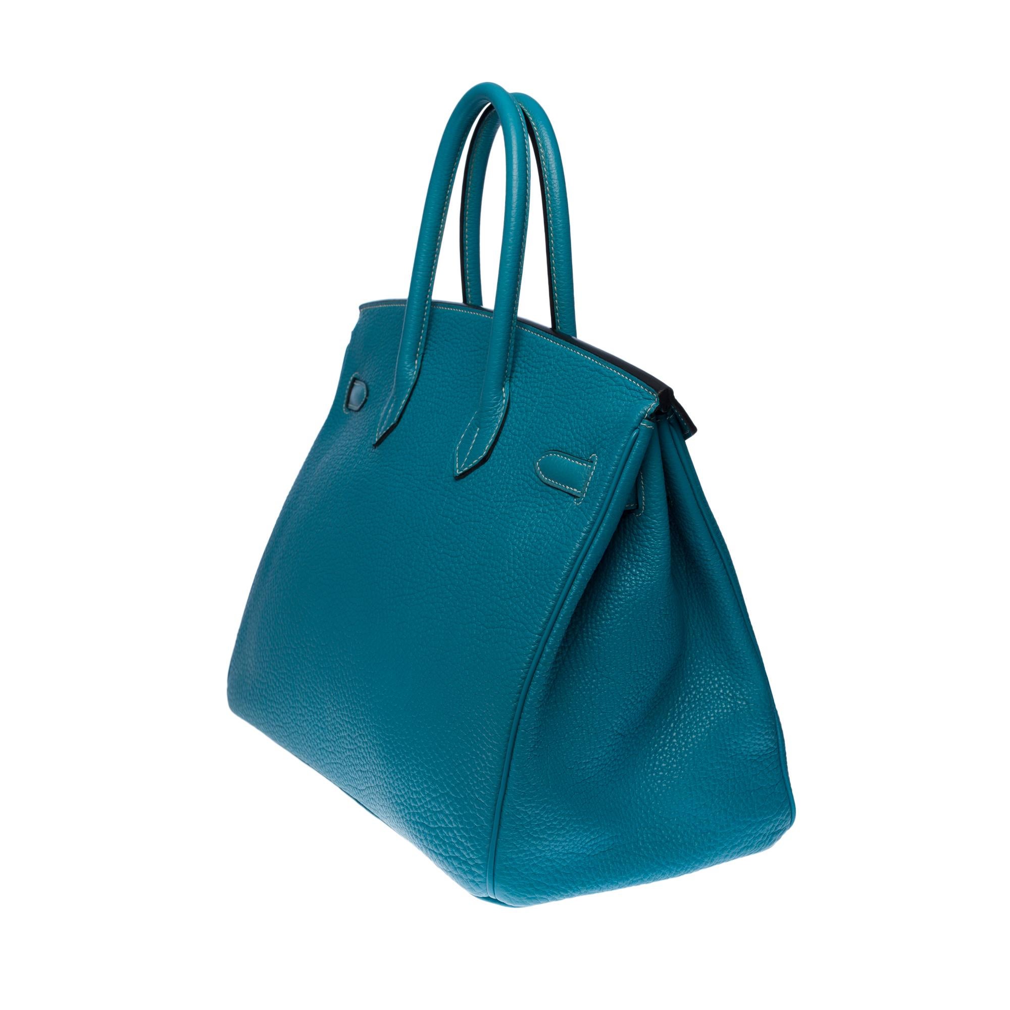 Magnificent Hermès Birkin 35 handbag in Bleu Saint-Cyr Togo leather, GHW In Good Condition In Paris, IDF