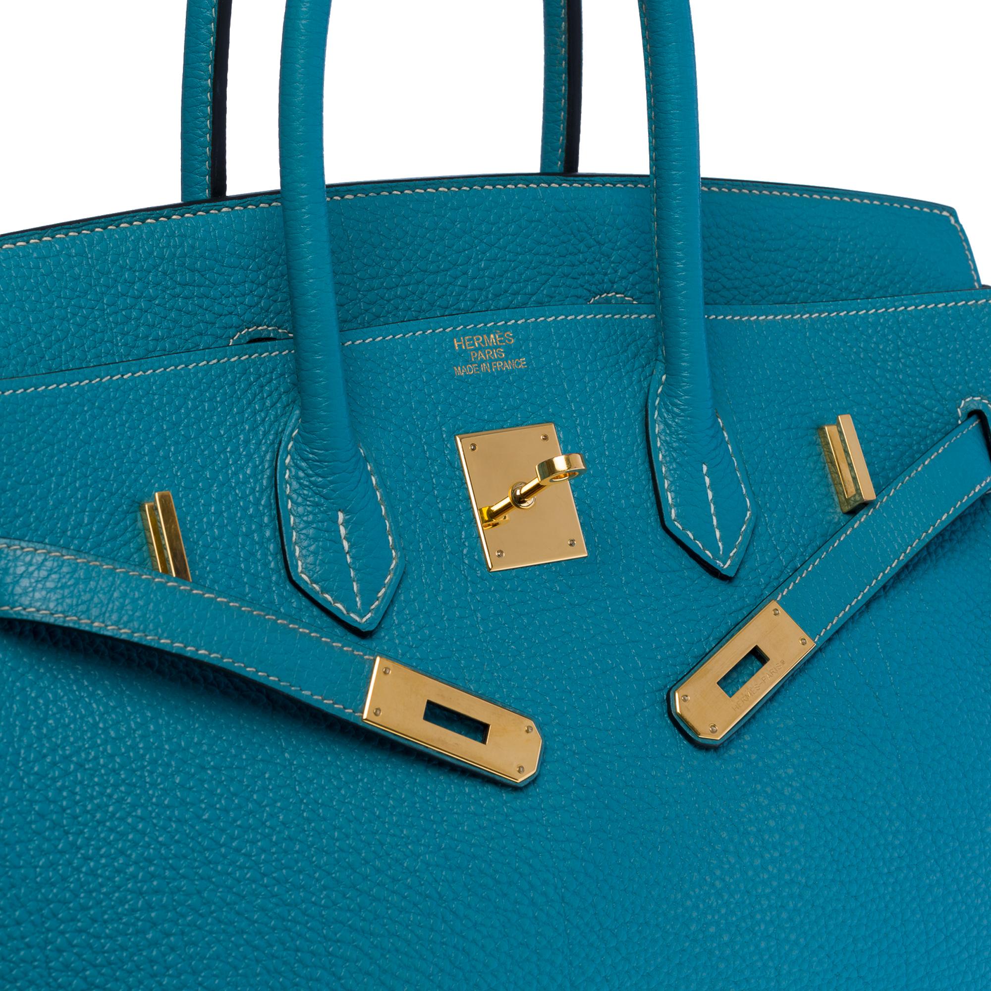 Women's or Men's Magnificent Hermès Birkin 35 handbag in Bleu Saint-Cyr Togo leather, GHW