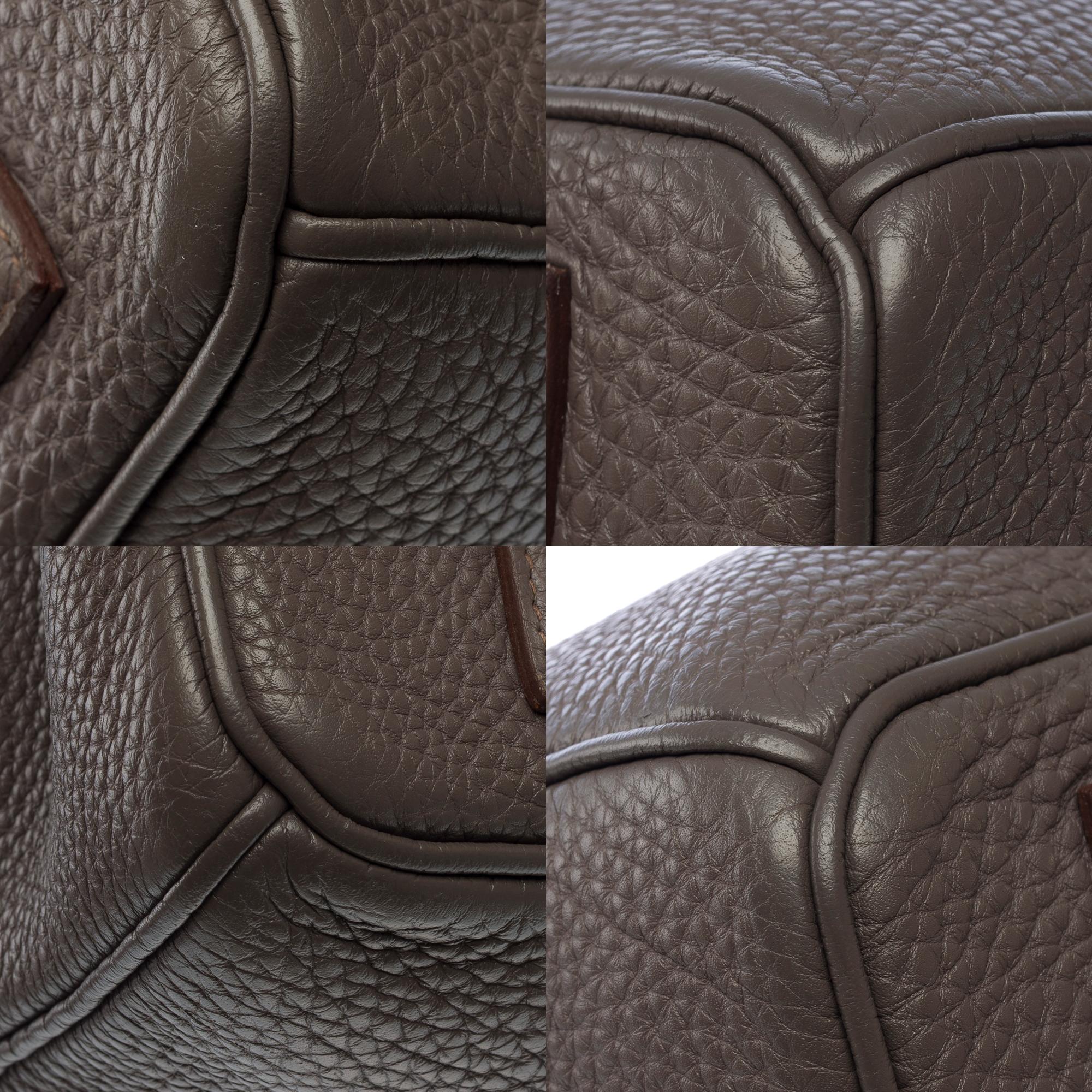 Magnificent Hermès Birkin 35 handbag in Etain Grey Togo leather, PHW For Sale 8